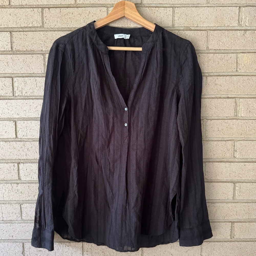 Vince 1/4 Button Women's Lightweight Cotton Top Sz 6